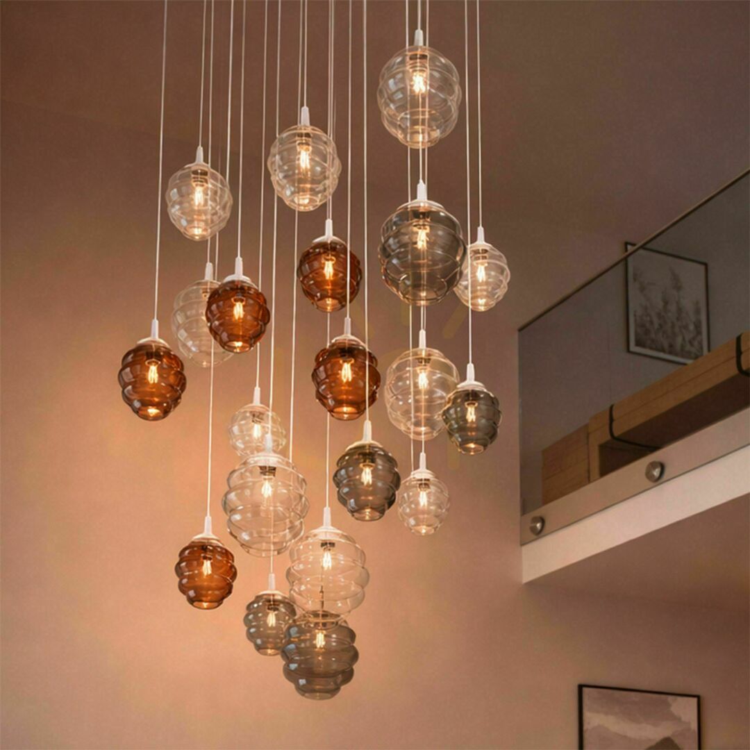 s.luce Echos Glass Pendant Lamp Brown 25 cm E27 500 cm