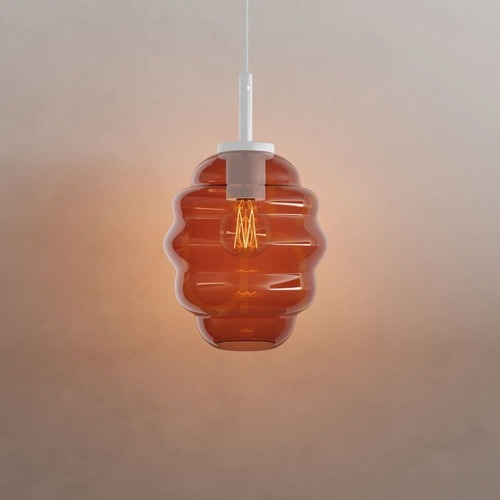 Check Pendant light s.luce Echos 189004 cognac glass Ø18 cm E27 white cable 500 cm