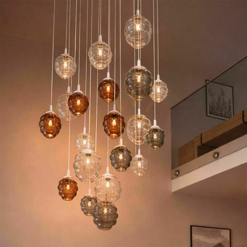 Check s.luce Echos Glass Pendant Light Brown 18 cm Oval Modern E27 500 cm