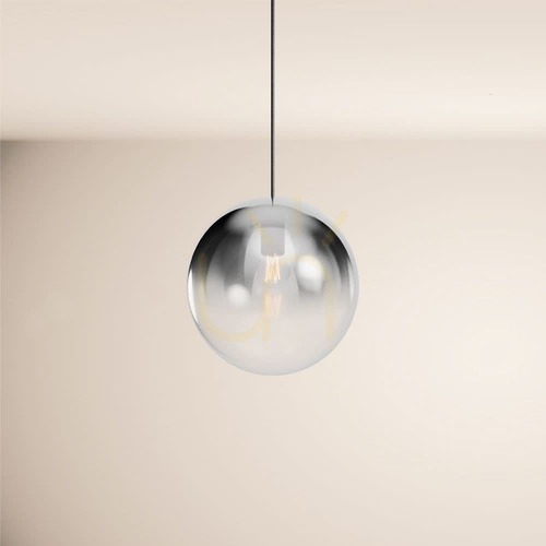 Check s.luce Orb Glass Sphere Chandelier Smoky 30 cm Black Suspension