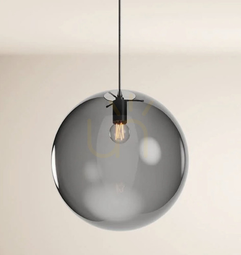 Check s.luce Orb Glass Chandelier Smoky 40 cm E27 Black Suspension