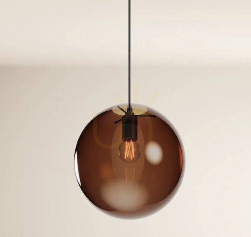 Check s.luce Orb pendant light, brown glass sphere 30 cm, 5 m suspension, E27
