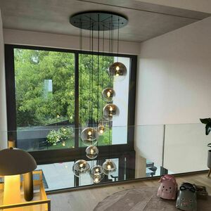 s.luce Orb Glass Sphere Chandelier 30 cm Transparent E27 500 cm Black Suspension 6 s.luce Orb Glass Sphere Chandelier 30 cm Transparent E27 500 cm Black Suspension small 6