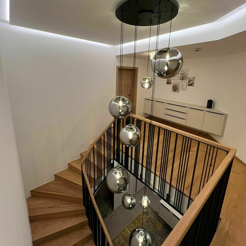 Check s.luce Orb Pendant Lamp White Glass Globe 50 cm 1xE27 500 cm Suspension