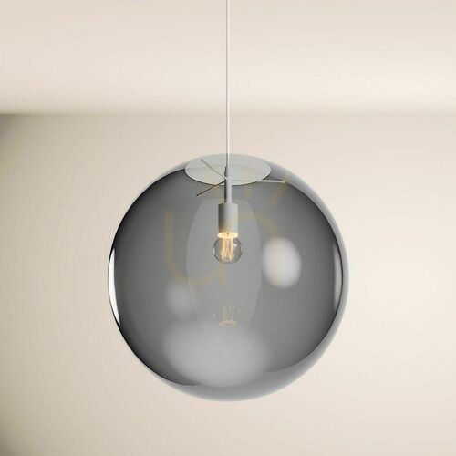 Check s.luce Orb pendant light, smoke gradient glass globe 20 cm, white 500 cm suspension