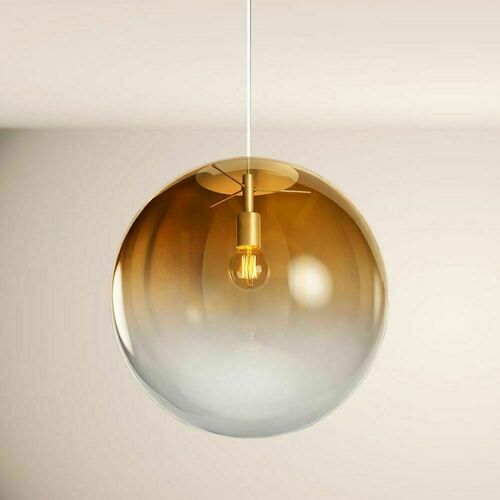 Check s.luce Orb Pendant Lamp Gold Gradient Glass Globe 50 cm 1xE27 White Suspension 500 cm