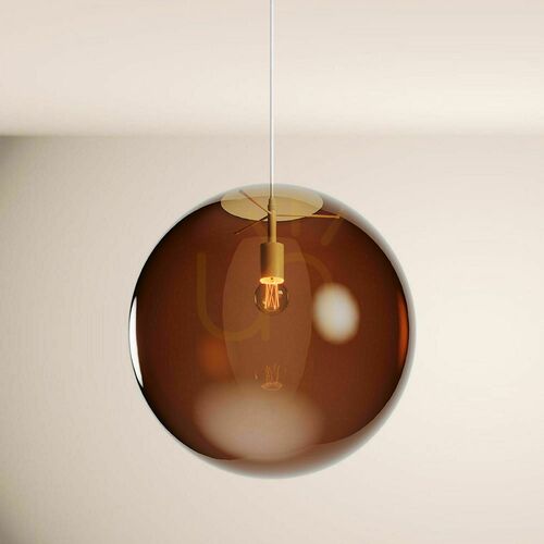Check s.luce Orb pendant lamp, brown glass globe 50 cm, white suspension, 1x E27