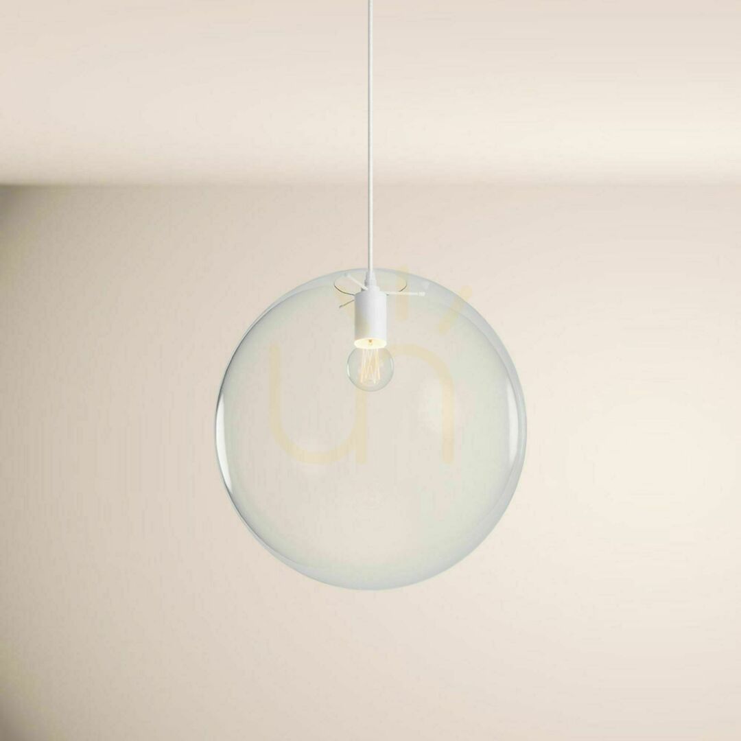 s.luce Orb Glass Pendant Light 40 cm Transparent Round E27 150 cm