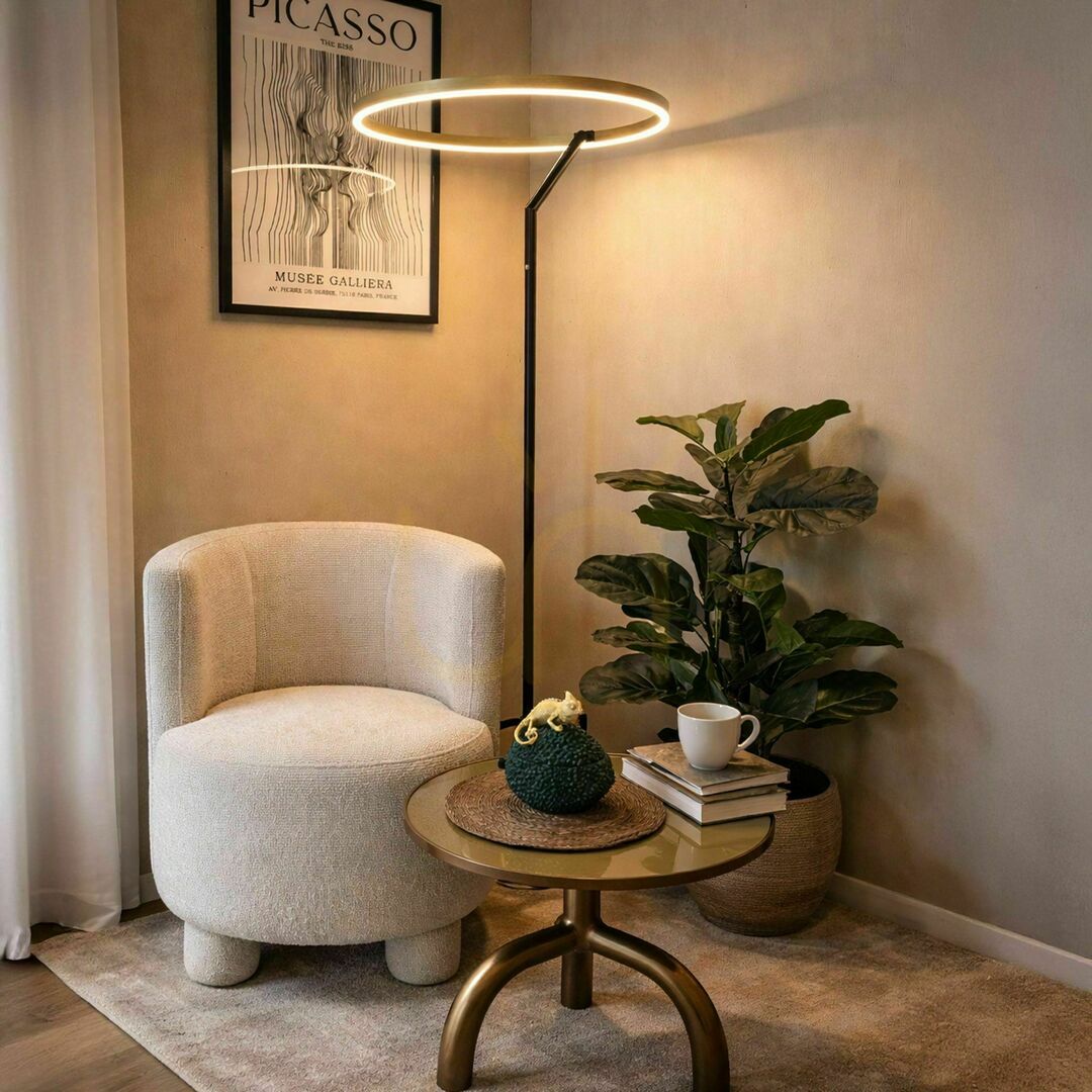 Display s.luce Ring LED Floor Lamp Gold Ø 60 cm with Touch Dimmer s.luce Ring LED Floor Lamp Gold Ø 60 cm with Touch Dimmer