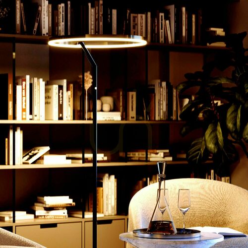 Check s.luce Ring LED Stehleuchte Schwarz 60 cm mit Touchdimmer