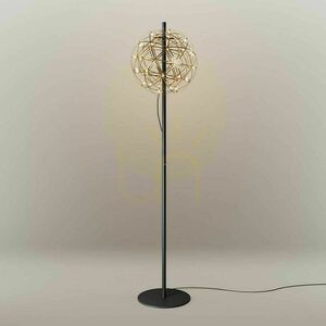 s.luce Atom LED floor lamp, gold and black, Ø 50 cm, 208 cm, touch dimmer small 11