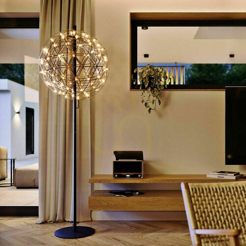 Check s.luce Atom Golden Metal LED Floor Lamp with Touch Dimmer 50 cm 208 cm