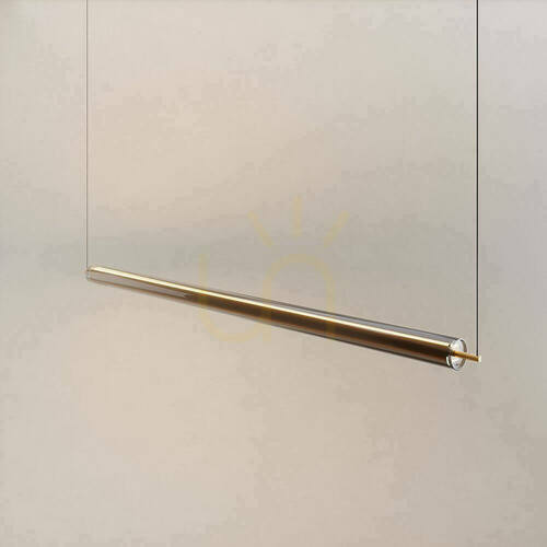 Check s.luce Ranya 190243 LED pendant light, gold and smoked glass, 160 cm, with remote