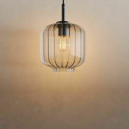 Check s.luce Velo 190355 Clear Glass Pendant Light 20 cm E27, Black Suspension 500 cm