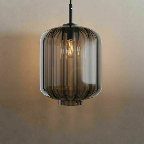 Check s.luce Velo Pendant Light Smoked Glass Ø 25 cm 1xE27 500 cm Drop Black