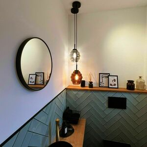 s.luce Echos clear glass pendant light, 25 cm, E27, black suspension small 6
