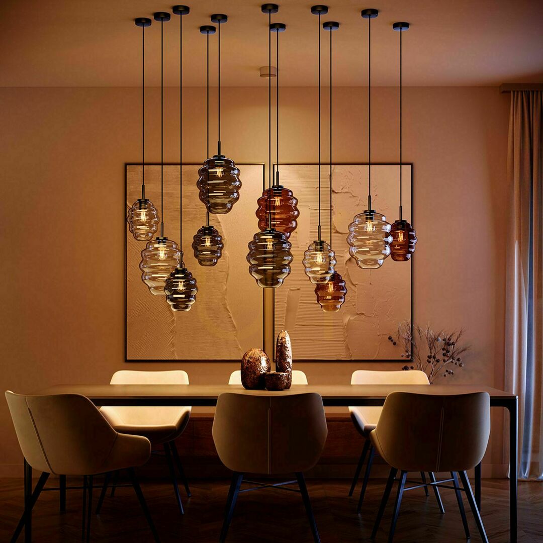 s.luce Echos Glas Pendelleuchte transparent 25 cm rund, E27, modern