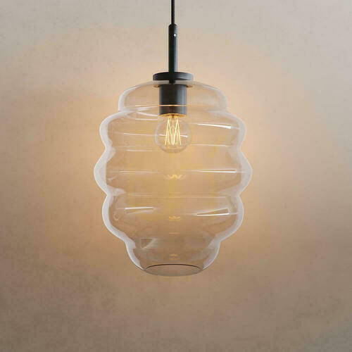 Check s.luce Echos clear glass pendant light, 25 cm, E27, black suspension