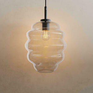 s.luce Echos clear glass pendant light, 25 cm, E27, black suspension small 15