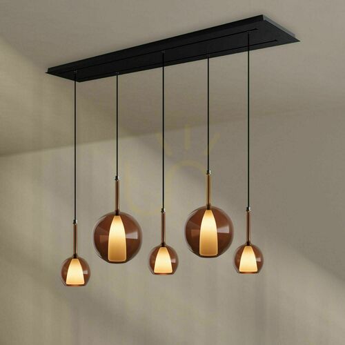 Check s.luce Belluna smoky glass 5-light chandelier for dining room