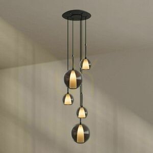 s.luce Belluna 5-Light Glass Pendant Chandelier, Transparent, Ø60 cm small 13