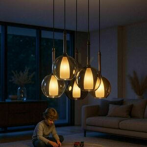 s.luce Belluna 5-Light Glass Pendant Chandelier, Transparent, Ø60 cm small 0