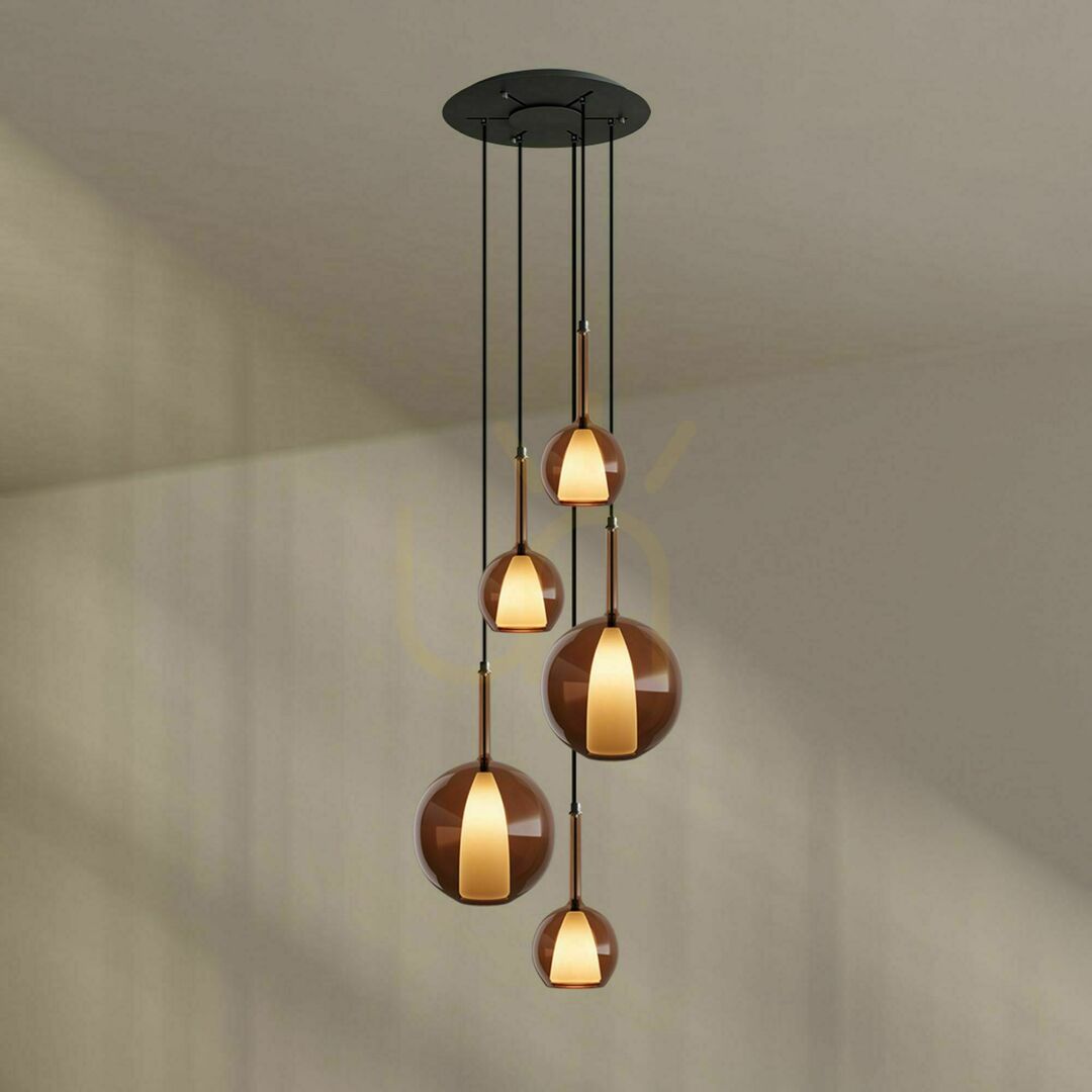 Preview s.luce Belluna 5-Light Brown Minimalist Chandelier, Ø 60 cm s.luce Belluna 5-Light Brown Minimalist Chandelier, Ø 60 cm
