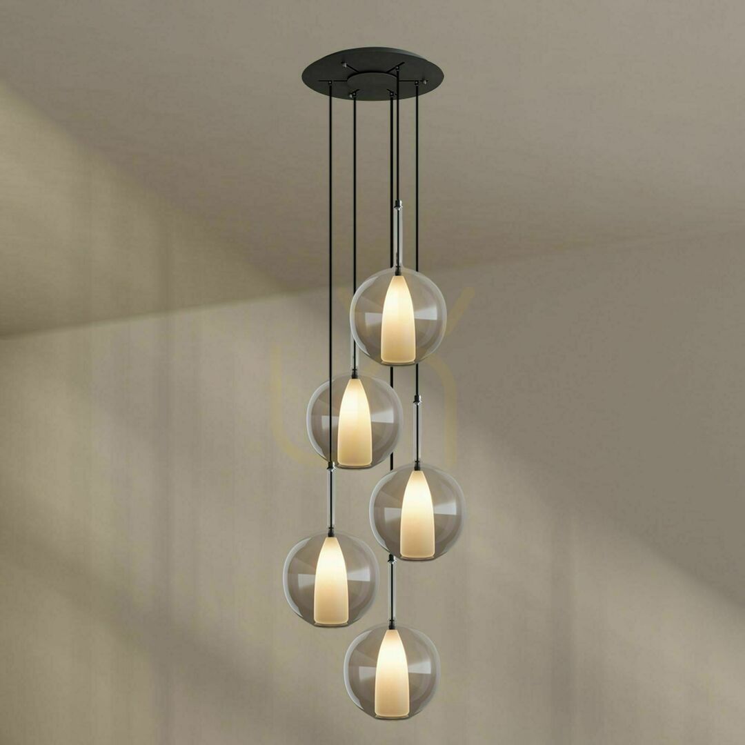 Show s.luce Belluna 5-Light Brown Minimalist Chandelier, Ø 60 cm s.luce Belluna 5-Light Brown Minimalist Chandelier, Ø 60 cm