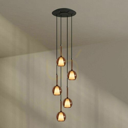 Check s.luce Belluna 5-Light Gallery Chandelier Transparent Minimalist Ø 60 cm