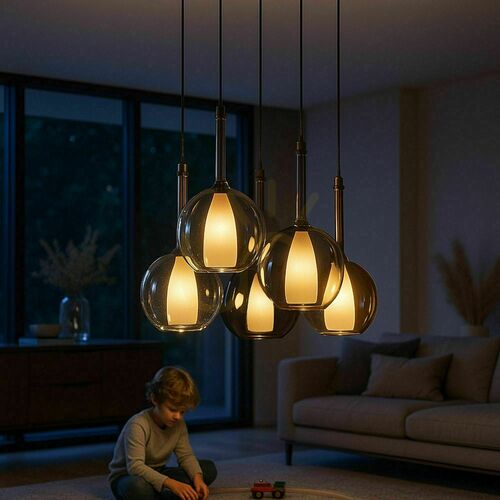 Check s.luce Belluna Smoky 5-Light Living Room Chandelier Ø 60 cm