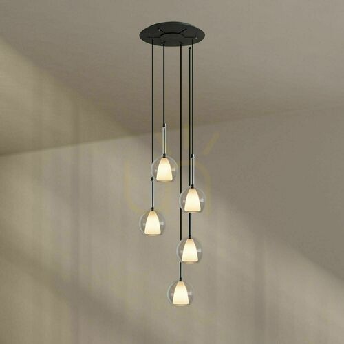 Check s.luce Belluna 5-Light Glass Pendant Lamp Ø60 cm Transparent E14