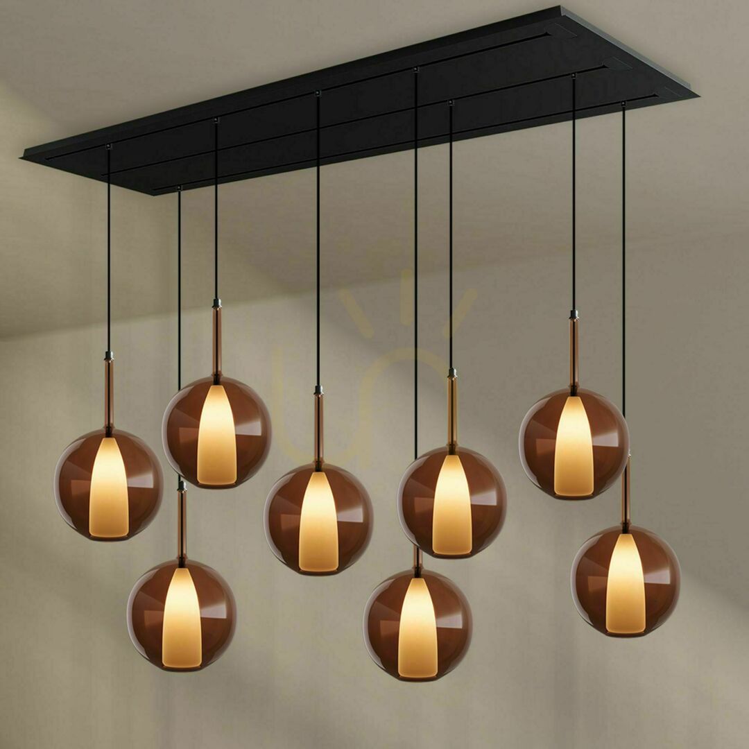 Check s.luce Belluna Smoky Glass 8-Light Dining Room Pendant Lamp s.luce Belluna Smoky Glass 8-Light Dining Room Pendant Lamp