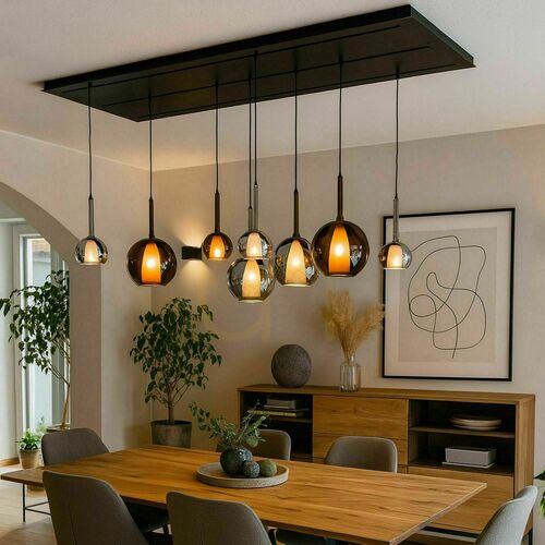 Check s.luce Belluna 8-Light Glass Pendant Chandelier Transparent Modern Dining Room