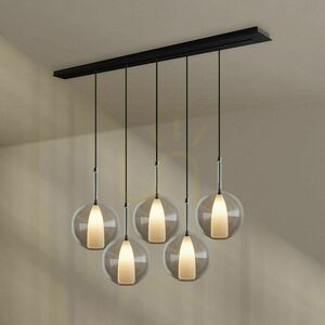 s.luce Belluna 5-Light Brown Glass Metal Pendant Light Dining Room small 7