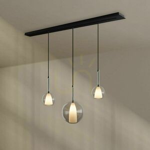 s.luce Belluna 193964 Linear Pendant Light, 3×E27, Smoked Glass Ø24 cm small 3