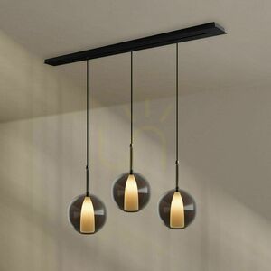 s.luce Belluna 3-Light Brown Glass Metal Chandelier 24 cm Round small 6