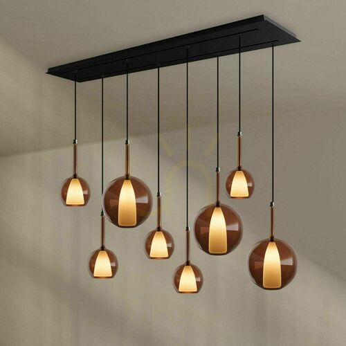 Check s.luce Belluna 8-Light Brown Glass Metal Dining Room Chandelier