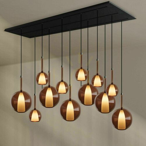 Check s.luce Belluna smoky glass 12-light chandelier