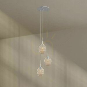 s.luce Echos 3-flammige Pendelleuchte aus Glas, Weiß, Ø 40 cm small 7