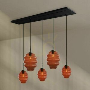 s.luce Echos 5-flammiger Pendelleuchter braun Glas Metall modern Ø 18/25 cm small 2