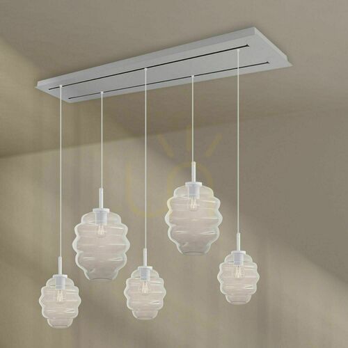 Check s.luce Echos 5-flammiger Glas Pendelleuchter 160 cm transparent oval modern