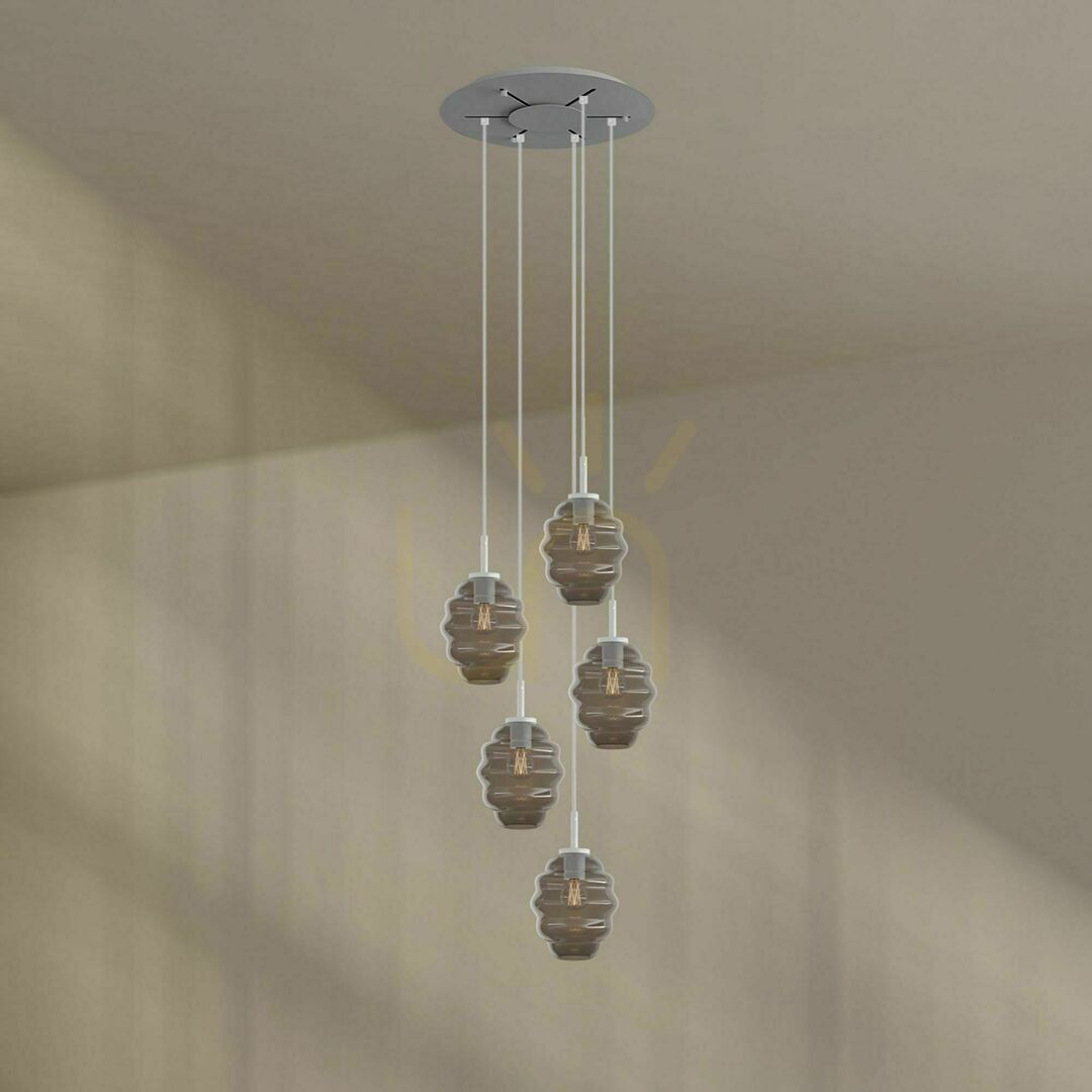 View s.luce Echos Glass 5-Light Chandelier Ø60 cm Transparent Modern s.luce Echos Glass 5-Light Chandelier Ø60 cm Transparent Modern