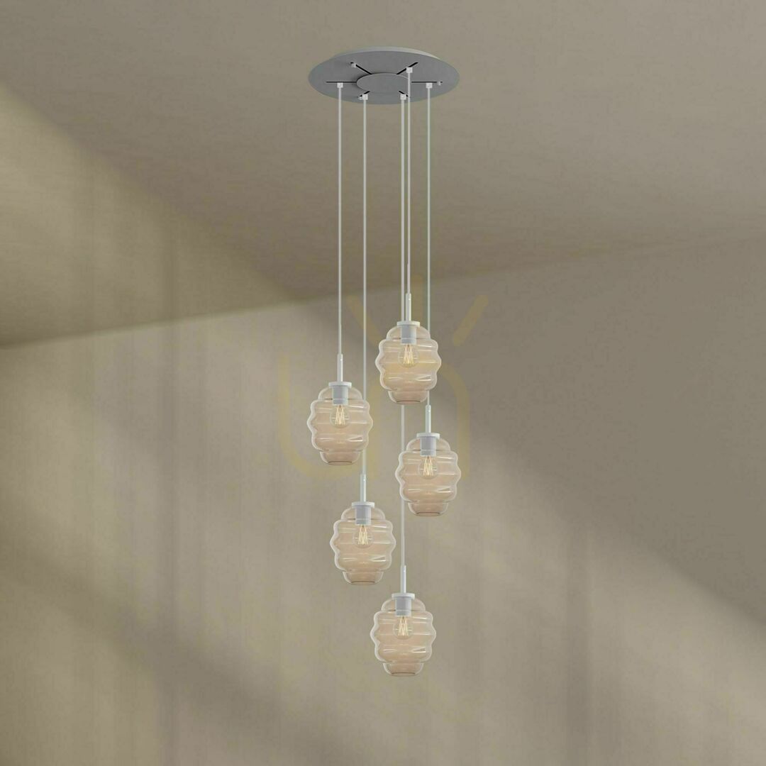 Display s.luce Echos 5-flammige Glas Hängeleuchte transparent Ø 60 cm s.luce Echos 5-flammige Glas Hängeleuchte transparent Ø 60 cm