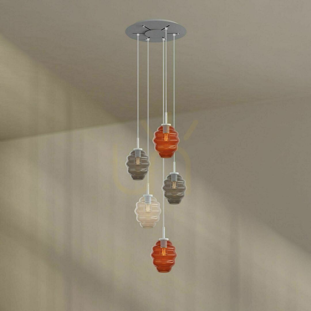 Show s.luce Echos 5-flammige Glas Hängeleuchte transparent Ø 60 cm s.luce Echos 5-flammige Glas Hängeleuchte transparent Ø 60 cm