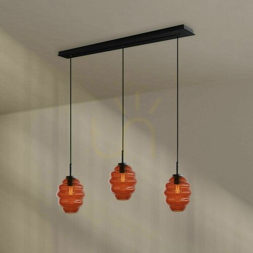 Check s.luce Echos 3-Light Pendant Light, Clear Glass, White, 120 cm, Ø 18 cm