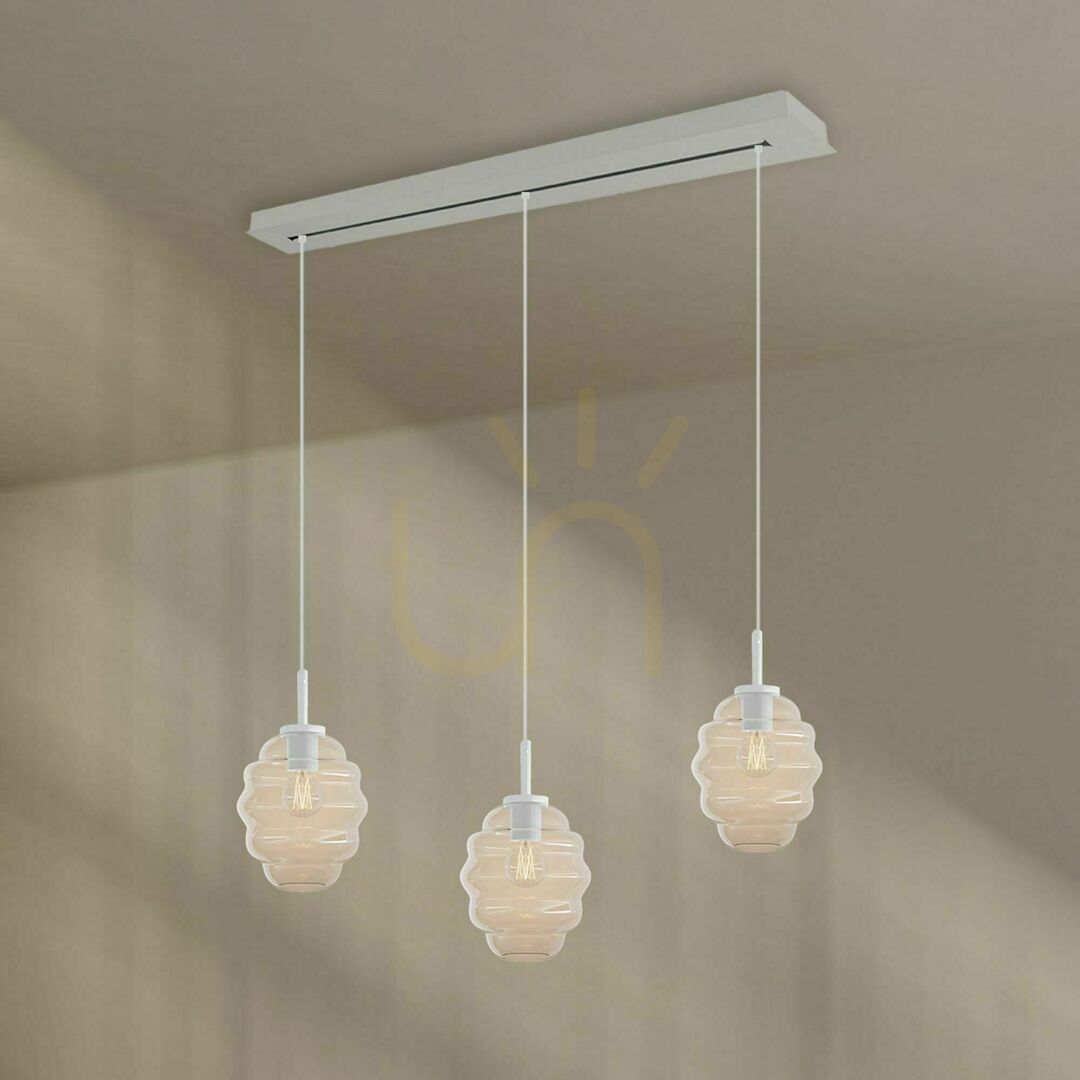 Display s.luce Echos 3-Licht Pendelleuchte Braun Glas Metall 18 cm E27 s.luce Echos 3-Licht Pendelleuchte Braun Glas Metall 18 cm E27