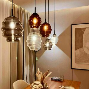 s.luce Echos 8-flame Glass Chandelier, transparent, 25 cm, minimalist, oval small 6