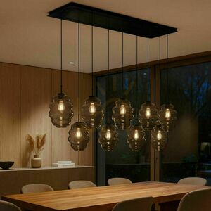 s.luce Echos 8-flammiger LED Esstisch Kronleuchter Braun Glas Metall Ø 25 cm small 1