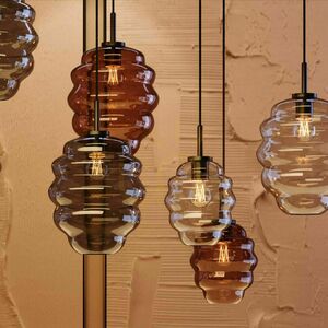 s.luce Echos 8-flammiger LED Esstisch Kronleuchter Braun Glas Metall Ø 25 cm small 14