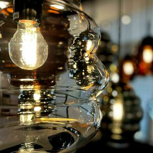 s.luce Echos 8-flammiger LED Esstisch Kronleuchter Braun Glas Metall Ø 25 cm small 5